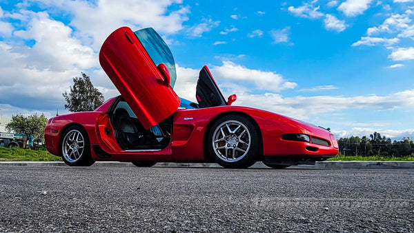 Vertical Lambo Doors Conversion Installation on a Chevrolet Corvette C5 Z06 at Vertical Doors, Inc. VDCCHEVYCOR9704 #Z06 #chevrolet #chevy #corvette #vette #c5 #grandsport #stingray #cars #sportscars #VerticalDoorsInc #verticaldoorgang #LamboDoors #VerticalDoors #doorconversion #scissordoors