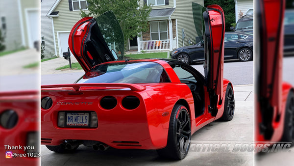 Check out Marie's Corvette C5 from North Carolina featuring Vertical Doors, Inc. vertical lambo doors conversion kit.