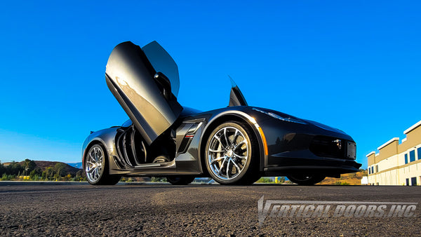 @lagniappe_catering Chevrolet Corvette C7 Grand Sport from California featuring Door conversion kit by Vertical Doors, Inc. AKA "Lambo Doors"