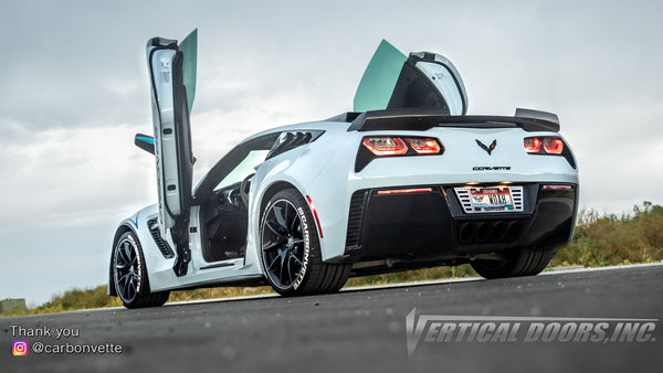 Check out Zachary 's @carbonvette Chevrolet Corvette C7 from Idaho featuring Vertical Doors, Inc., vertical lambo doors conversion kit.