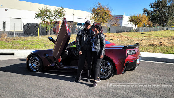 Z06 Chevrolet Corvette C7 from Nevada featuring vertical lambo door conversion kit by Vertical Doors, Inc.