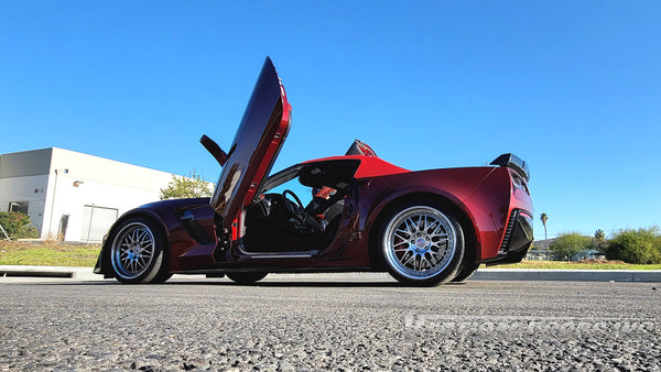 Z06 Chevrolet Corvette C7 from Nevada featuring vertical lambo door conversion kit by Vertical Doors, Inc.