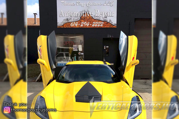 Thomas Boyz Customs from Columbus, OH they did the install of the Vertical Doors, Inc. Conversion kit on this Chevrolet Corvette C7