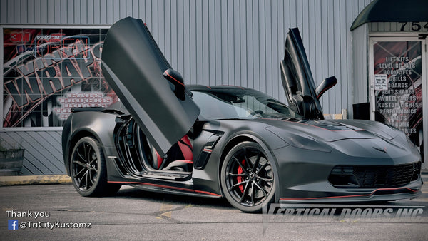 Chevrolet Corvette C7 2014-2019  Lambo Door Conversion Kit by Vertical Doors Inc. Part Number: VDCCHEVYCORC714