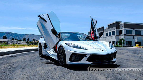 Check out Rob's Chevrolet Corvette C8 Ceramic Matrix Gray Metallic from Nevada featuring Vertical Door conversion kit by Vertical Doors, Inc. AKA "Lambo Doors"