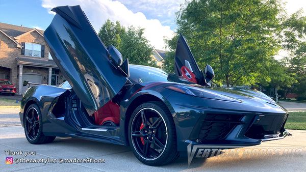 Installer | Mad Creations ATL | Atlanta, GA | Chevy Corvette C8 featuring Vertical Lambo Doors Conversion Kit by Vertical Doors, Inc.