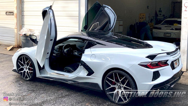 Installer | Mad Creations ATL | Atlanta, GA | Chevy Corvette C8 featuring Vertical Lambo Doors Conversion Kit by Vertical Doors, Inc.