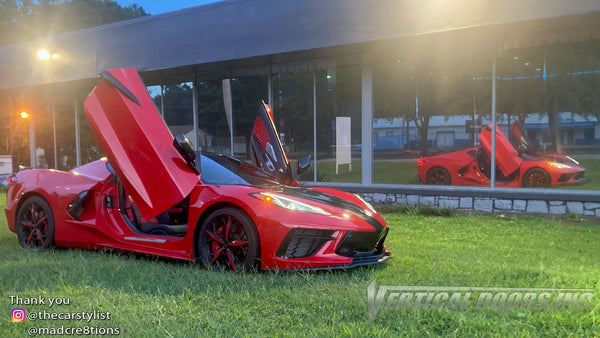 Installer | Mad Creations ATL | Atlanta, GA | Chevy Corvette C8 featuring Vertical Lambo Doors Conversion Kit by Vertical Doors, Inc.