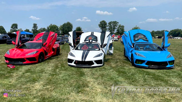 Check out @c8_tron Chevrolet Corvette C8 from Ohio featuring Vertical Doors, Inc., vertical lambo door conversion kit.