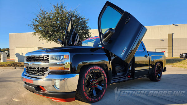 VDCCHEVYSILVER14 Check out Michael's @night_moves2018 Chevy Silverado from Texas featuring Vertical Lambo Doors Conversion Kit by Vertical Doors, Inc. #ChevroletSilverado #silverado #chevy #chevrolet #chevytrucks #VerticalDoorsInc #LamboDoors #VerticalDoors #doorconversion