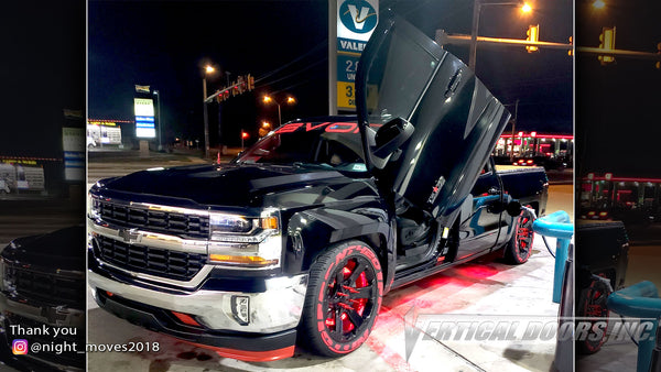 @night_moves2018 Chevy Silverado from Texas featuring Vertical Lambo Doors Conversion Kit by Vertical Doors, Inc.