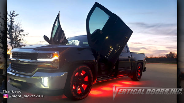 @night_moves2018 Chevy Silverado from Texas featuring Vertical Lambo Doors Conversion Kit by Vertical Doors, Inc.