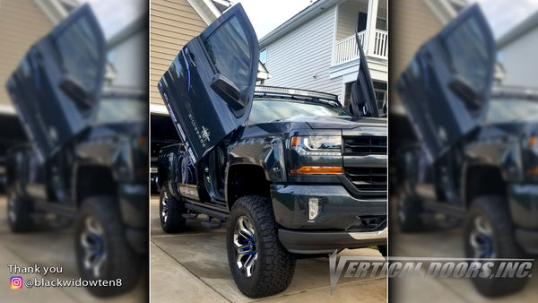 @blackwidowten8 Chevy Silverado from North Carolina featuring Vertical Lambo Doors Conversion Kit by Vertical Doors, Inc.