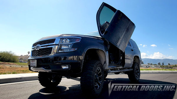 Chevrolet Tahoe from California featuring Vertical Doors, Inc. vertical lambo doors conversion kit.