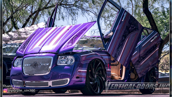 Shawn's @purple_sin300 Chrysler 300 from Nevada featuring Vertical Lambo Doors Conversion Kit from Vertical Doors, Inc.