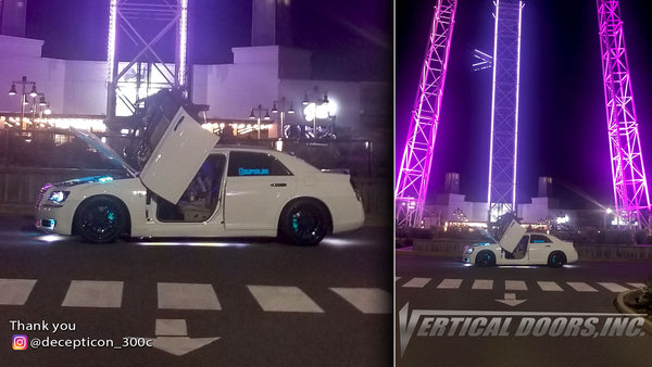 Joey's @decepticon_300c Chrysler 300 from Tennessee featuring Vertical Lambo Doors Conversion Kit from Vertical Doors, Inc.