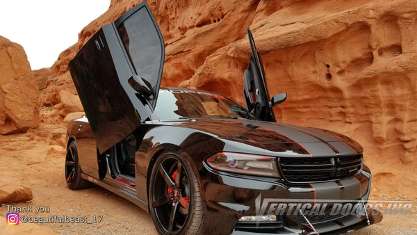 Check out Brittany's @beautifulbeast_17 Dodge Charger from Nevada featuring Vertical Doors, Inc., vertical lambo doors conversion kit.