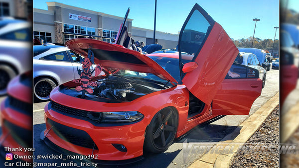 @wicked_mango392 Dodge Charger from Georgia featuring Vertical Lambo Doors Conversion Kit from Vertical Doors, Inc.