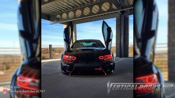 Check out Maurice's @dirtyredwitdacat707 Dodge Charger from North Carolina featuring Vertical Doors, Inc., vertical lambo doors conversion kit.