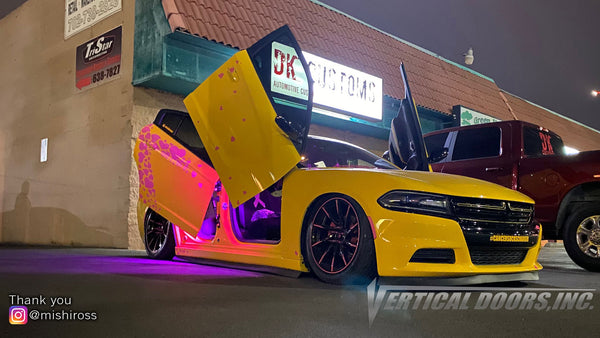 Check out Michelle's @mishiross Dodge Charger from Nevada featuring Vertical Lambo Doors Conversion Kit from Vertical Doors, Inc