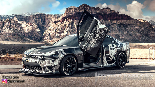 Check out Abel's @ponoscat Dodge Charger from Nevada featuring Vertical Lambo Doors Conversion Kit from Vertical Doors, Inc.