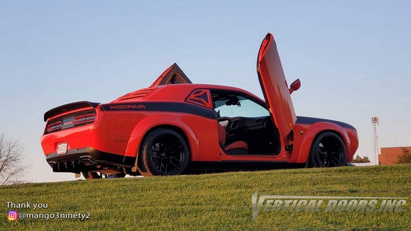 @mango3ninety2 Dodge Challenger from Ontario Canada featuring Lambo Door Conversion Kit by Vertical Doors Inc.