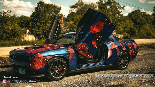 Check out @challygang_shawng Dodge Challenger from Chicago, IL featuring Vertical Doors, Inc. door conversion kit. AKA "Lambo Doors"