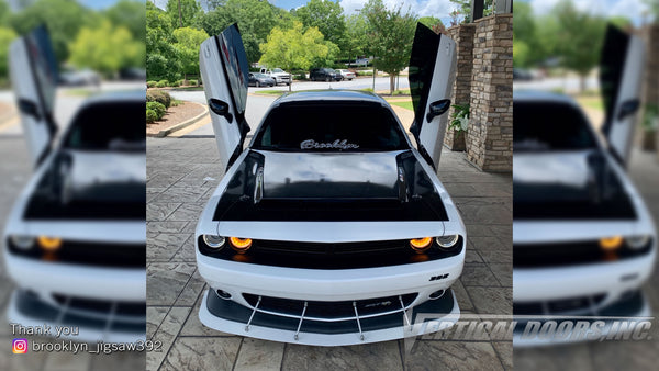 Check out Stephen's @brooklyn_jigsaw392 Dodge Challenger from Columbus, GA featuring Lambo Door Conversion Kit by Vertical Doors Inc.