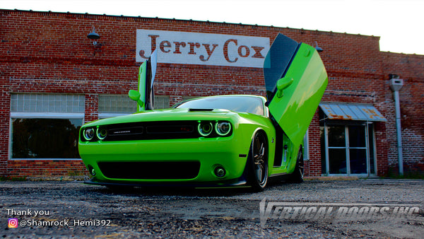 Anna's @Shamrock_Hemi392 Dodge Challenger from South Carolina featuring Vertical Doors, Inc., Vertical Lambo Doors Conversion Kits.