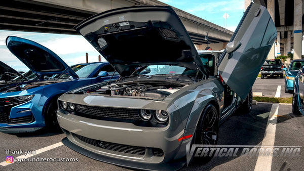 Installer | Ground Zero Customs | Holt, Florida | Dodge Challenger Vertical Doors, Inc., vertical lambo door conversion kit.