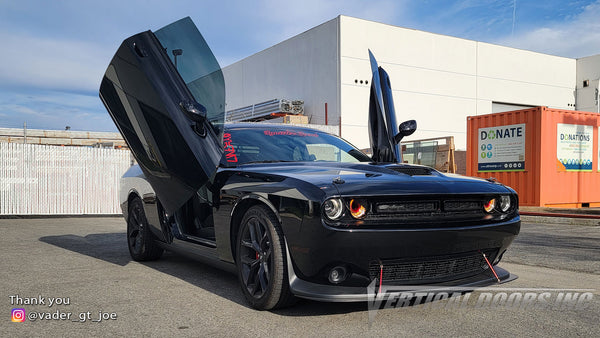 Check out @vader_gt_joe Dodge Challenger from California featuring Vertical Lambo Doors Conversion Kit by Vertical Doors, Inc.