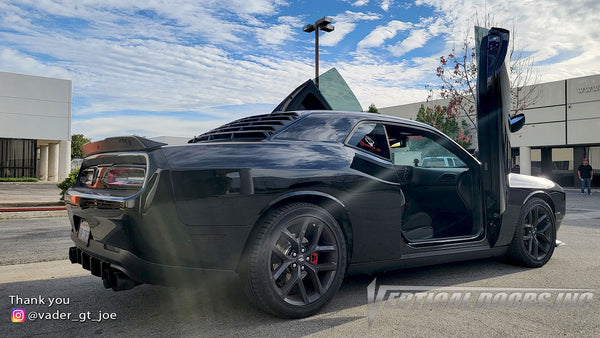 Check out @vader_gt_joe Dodge Challenger from California featuring Vertical Lambo Doors Conversion Kit by Vertical Doors, Inc.