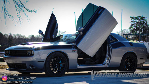 Check out Tyler's @mancini_tyler392 Dodge Challenger from Toronto, Canada featuring Lambo Door Conversion Kit by Vertical Doors Inc.