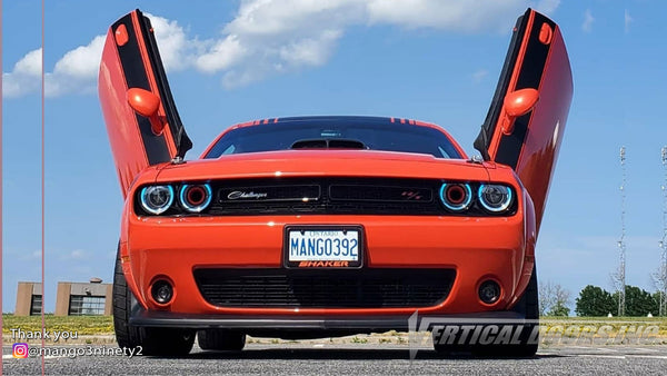 Check out Christopher's @mango3ninety2 Dodge Challenger from Ontario Canada featuring Lambo Door Conversion Kit by Vertical Doors Inc.