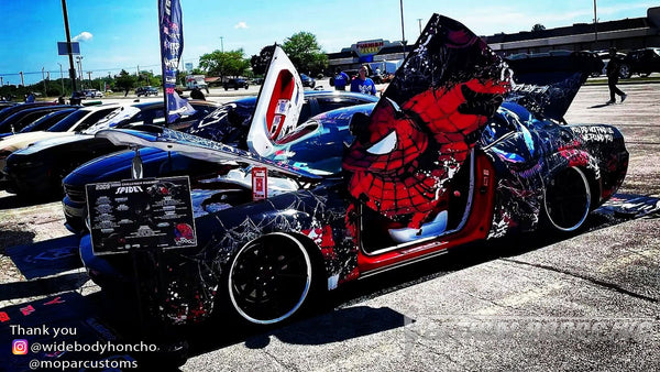 Chad's @widebodyhoncho Dodge Challenger from Chicago featuring Vertical Doors, Inc., Vertical Lambo Doors Conversion Kits.