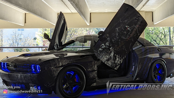 Check out @soundwavedmv31 Dodge Challenger from Maryland featuring Vertical Doors, Inc. door conversion kit. AKA "Lambo Doors"