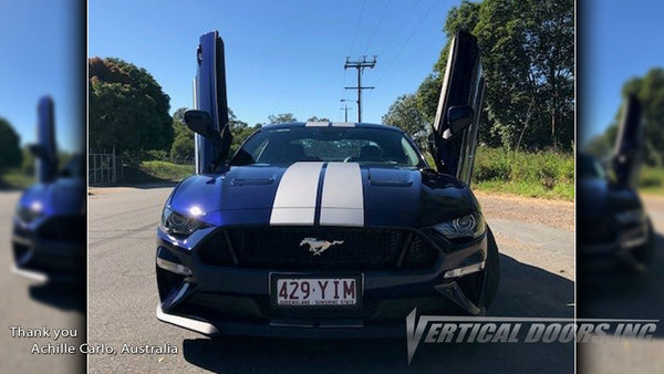 Check out Achille's Ford Mustang from Queensland, Australia featuring Vertical Lambo Doors Conversion Kit from Vertical Doors, Inc.