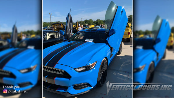 Check out Allen's @_abshire_ Ford Mustang from Florida featuring Vertical Lambo Doors Conversion Kit from Vertical Doors, Inc.