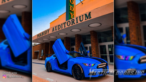 Check out Allen's @_abshire_ Ford Mustang from California featuring Vertical Lambo Doors Conversion Kit from Vertical Doors, Inc.