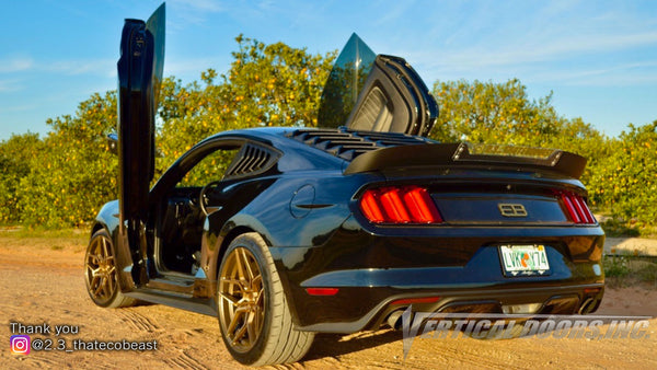 Check out Cody's Ford Mustang 6thGen from Florida featuring Vertical Lambo Doors Conversion Kit from Vertical Doors, Inc.