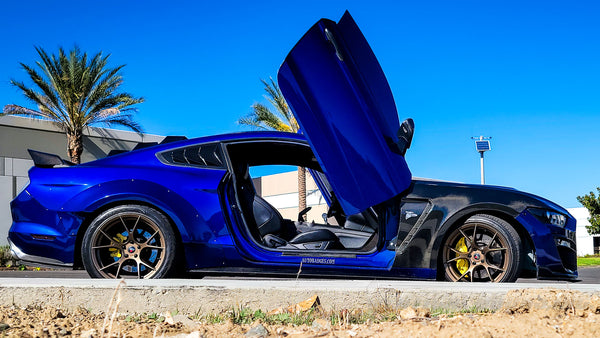 Ford Mustang from California, featuring Vertical Door conversion kit by Vertical Doors, Inc. AKA "Lambo Doors"