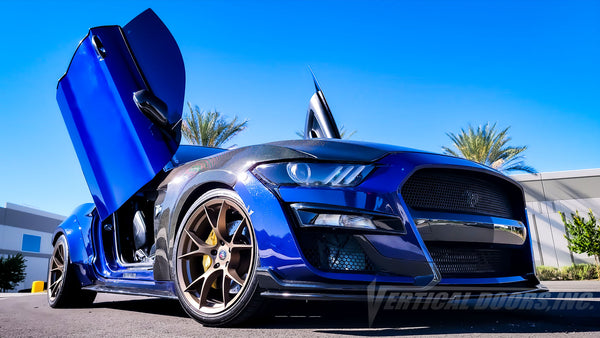 Ford Mustang from California, featuring Vertical Door conversion kit by Vertical Doors, Inc. AKA "Lambo Doors"