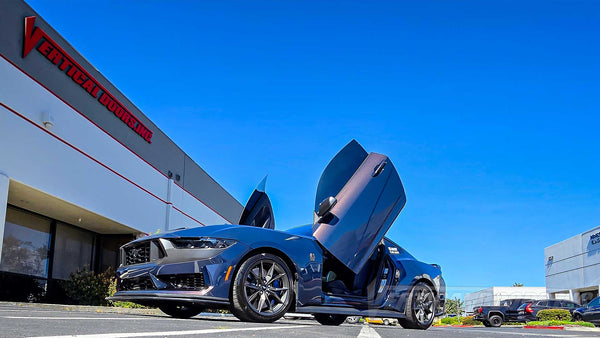 Our Newest Prototype, check out @jake_cupz Ford Mustang with lambo door conversion kit installed and manufactured by Vertical Doors, Inc.