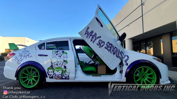 Check out @thejokercar Honda Civic from California featuring Vertical Lambo Doors Conversion Kit from Vertical Doors, Inc.