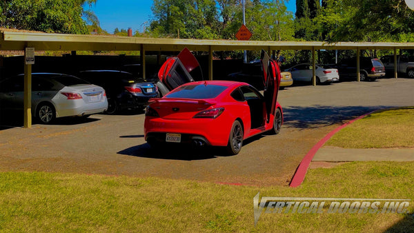 Alex's Hyundai Genesis Coupe from California featuring Vertical Doors, Inc., vertical lambo doors conversion kit.