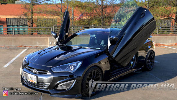 Vehicle Evolution's Hyundai Genesis Coupe featuring Vertical Doors, Inc., vertical lambo doors conversion kit.