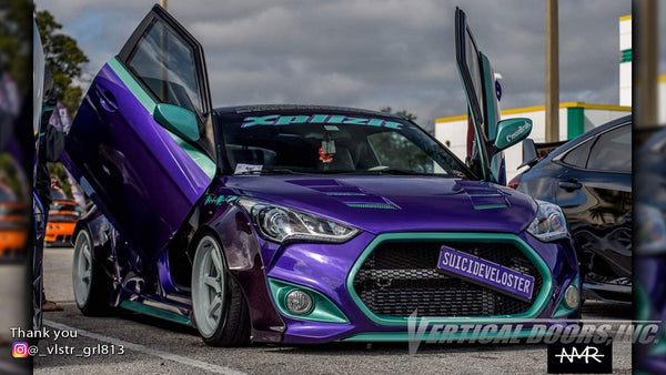 Check out @_vlstr_grl813 Hyundai Veloster from Florida featuring Vertical Lambo Doors Conversion Kits from Vertical Doors, Inc.