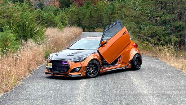 Check out @mikestocchi Hyundai Veloster from New Jersey featuring Vertical Door conversion kit by Vertical Doors, Inc. AKA "Lambo Doors"