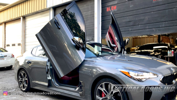 Installer | Mad Creations | Loganville, GA | Kia Stinger Vertical Doors, Inc., vertical lambo door conversion kit.