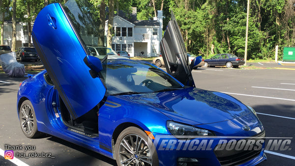 Aimee's Subary BRZ featuring Vertical Doors, Inc., vertical lambo door conversion kit.